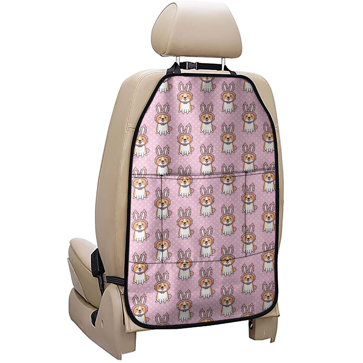 Bunny Corgi Pattern Print Car Seat Organizers