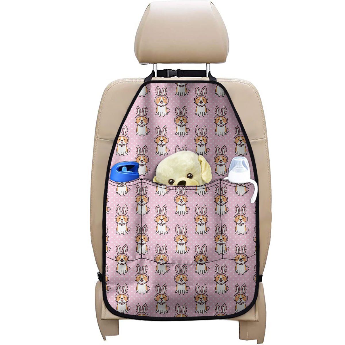 Bunny Corgi Pattern Print Car Seat Organizers