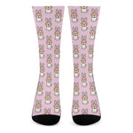 Bunny Corgi Pattern Print Crew Socks