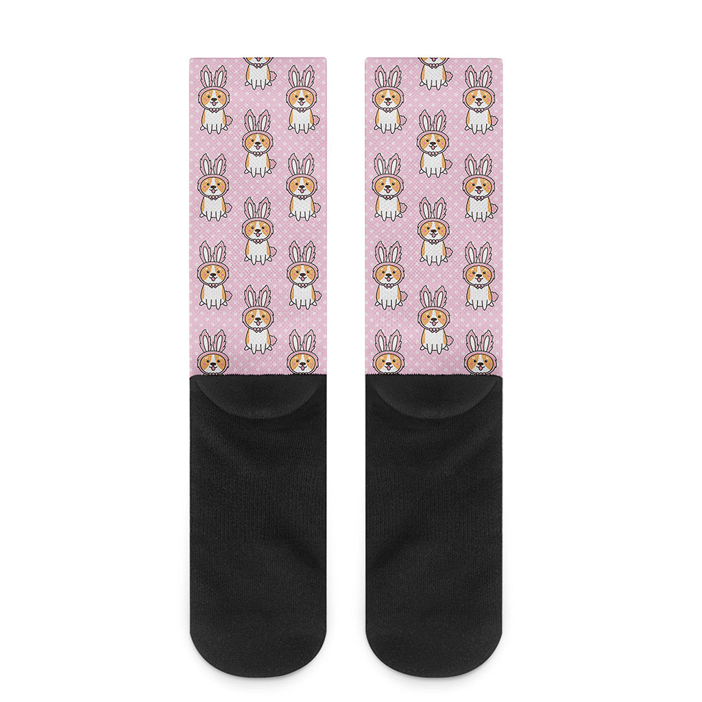 Bunny Corgi Pattern Print Crew Socks