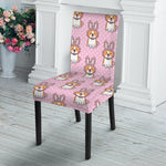 Bunny Corgi Pattern Print Dining Chair Slipcover