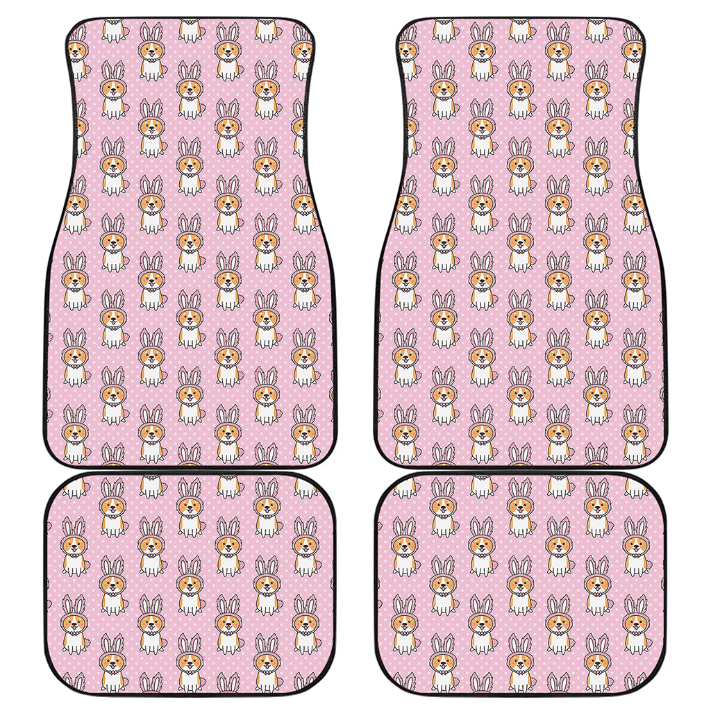 Bunny Corgi Pattern Print Front and Back Car Floor Mats