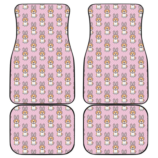 Bunny Corgi Pattern Print Front and Back Car Floor Mats