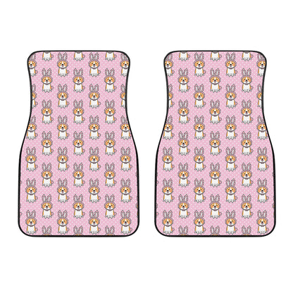 Bunny Corgi Pattern Print Front Car Floor Mats