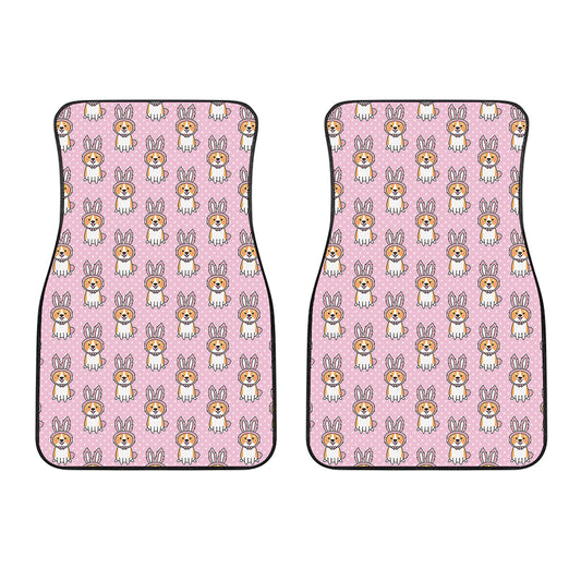 Bunny Corgi Pattern Print Front Car Floor Mats