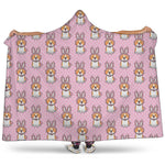 Bunny Corgi Pattern Print Hooded Blanket
