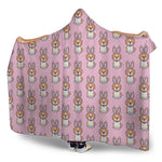 Bunny Corgi Pattern Print Hooded Blanket