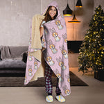 Bunny Corgi Pattern Print Hooded Blanket