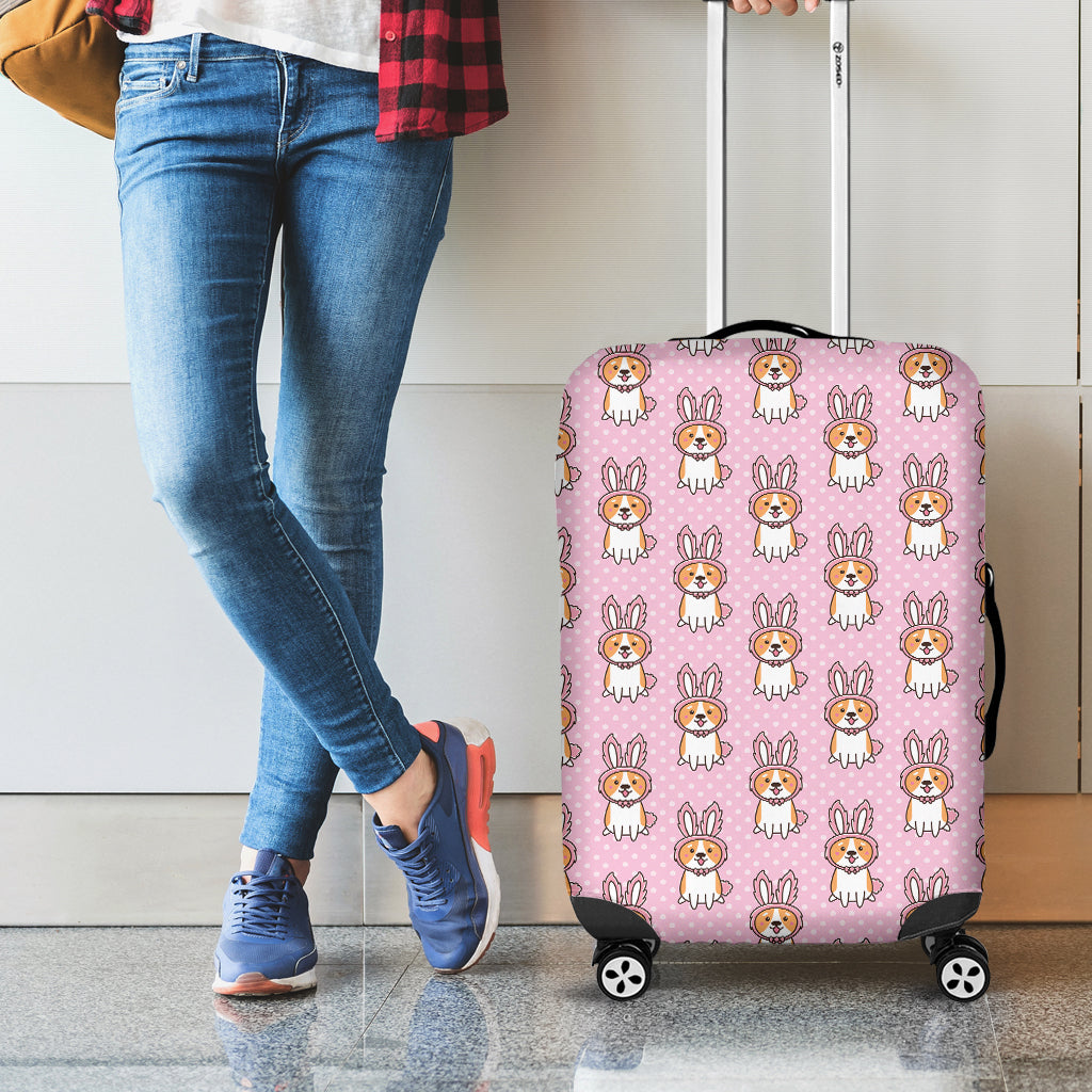 Bunny Corgi Pattern Print Luggage Cover