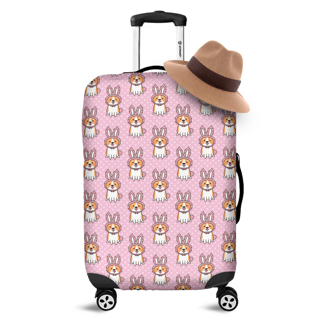 Bunny Corgi Pattern Print Luggage Cover