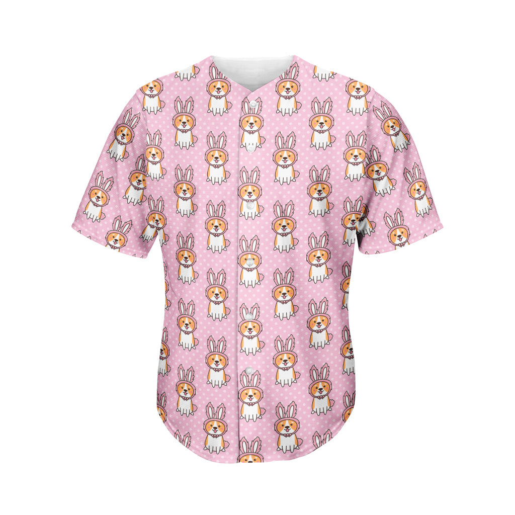 Bunny Corgi Pattern Print Men's Baseball Jersey