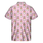Bunny Corgi Pattern Print Men's Short Sleeve Shirt