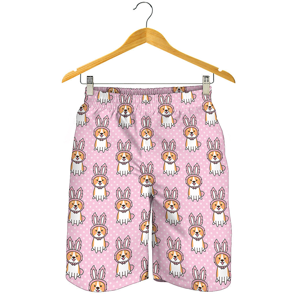 Bunny Corgi Pattern Print Men's Shorts