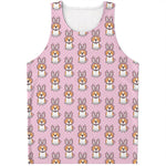 Bunny Corgi Pattern Print Men's Tank Top