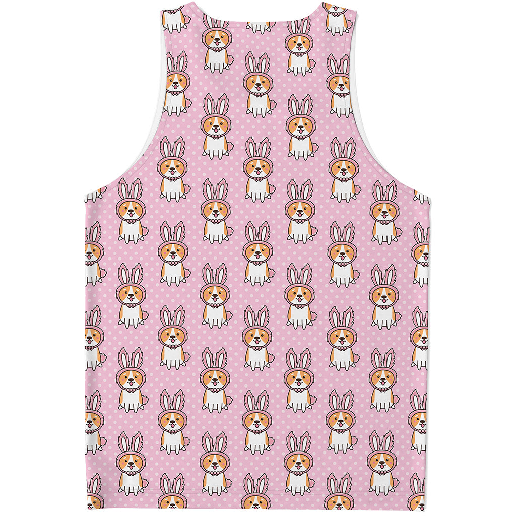 Bunny Corgi Pattern Print Men's Tank Top