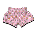 Bunny Corgi Pattern Print Muay Thai Boxing Shorts