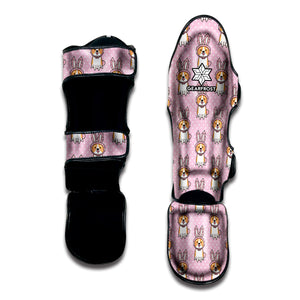 Bunny Corgi Pattern Print Muay Thai Shin Guard