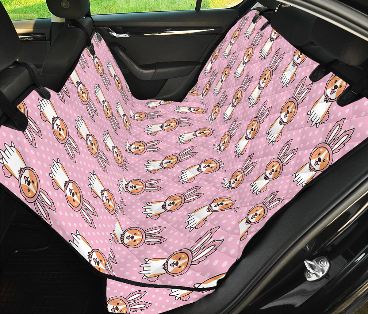 Bunny Corgi Pattern Print Pet Car Back Seat Cover