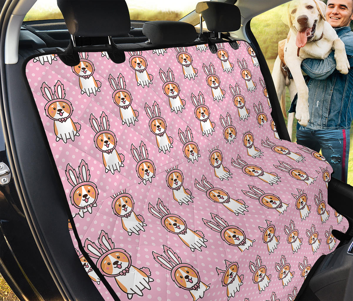 Bunny Corgi Pattern Print Pet Car Back Seat Cover