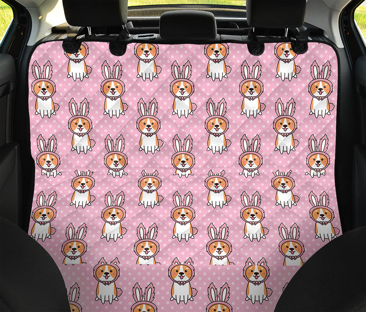 Bunny Corgi Pattern Print Pet Car Back Seat Cover