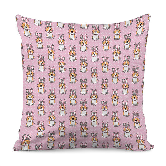 Bunny Corgi Pattern Print Pillow Cover