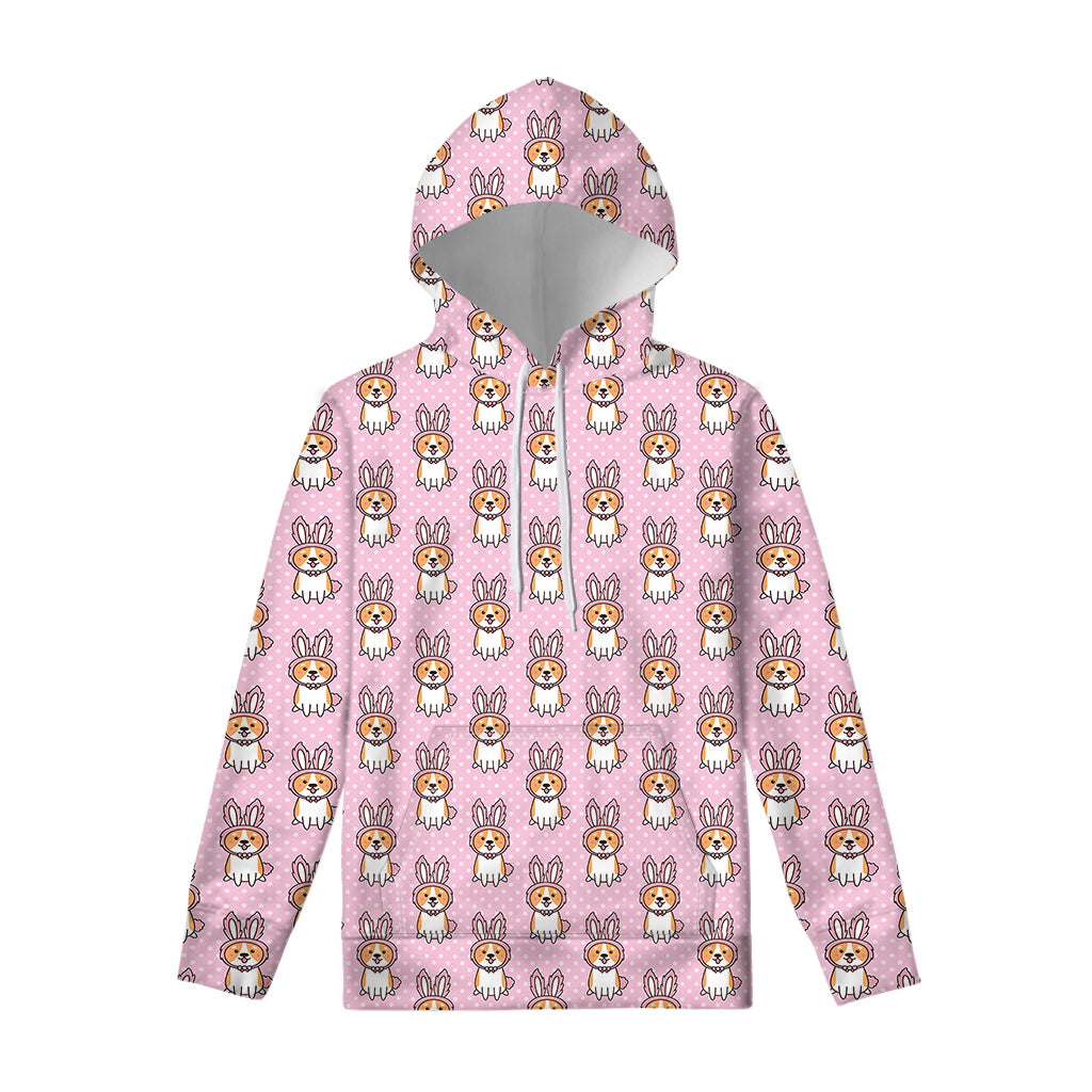 Bunny Corgi Pattern Print Pullover Hoodie