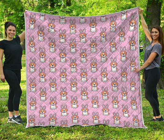 Bunny Corgi Pattern Print Quilt