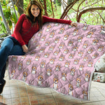 Bunny Corgi Pattern Print Quilt