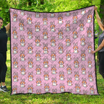 Bunny Corgi Pattern Print Quilt