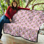 Bunny Corgi Pattern Print Quilt