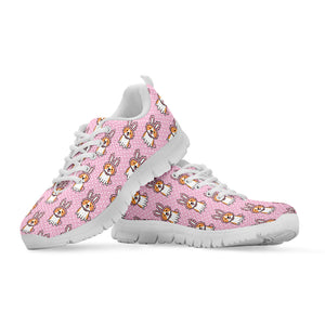 Bunny Corgi Pattern Print White Sneakers