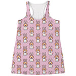 Bunny Corgi Pattern Print Women's Racerback Tank Top