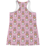 Bunny Corgi Pattern Print Women's Racerback Tank Top