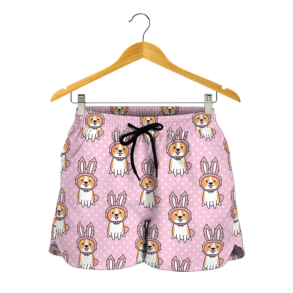 Bunny Corgi Pattern Print Women's Shorts