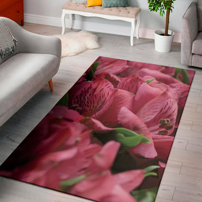 Burgundy Alstroemeria Print Area Rug