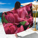 Burgundy Alstroemeria Print Beach Sarong Wrap