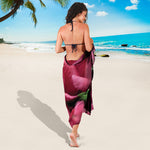 Burgundy Alstroemeria Print Beach Sarong Wrap