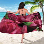 Burgundy Alstroemeria Print Beach Sarong Wrap