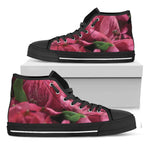 Burgundy Alstroemeria Print Black High Top Shoes