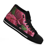 Burgundy Alstroemeria Print Black High Top Shoes