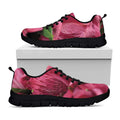 Burgundy Alstroemeria Print Black Running Shoes