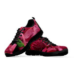 Burgundy Alstroemeria Print Black Sneakers