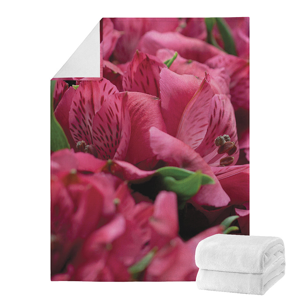 Burgundy Alstroemeria Print Blanket