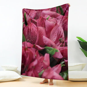 Burgundy Alstroemeria Print Blanket