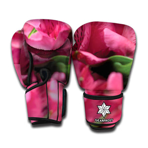 Burgundy Alstroemeria Print Boxing Gloves