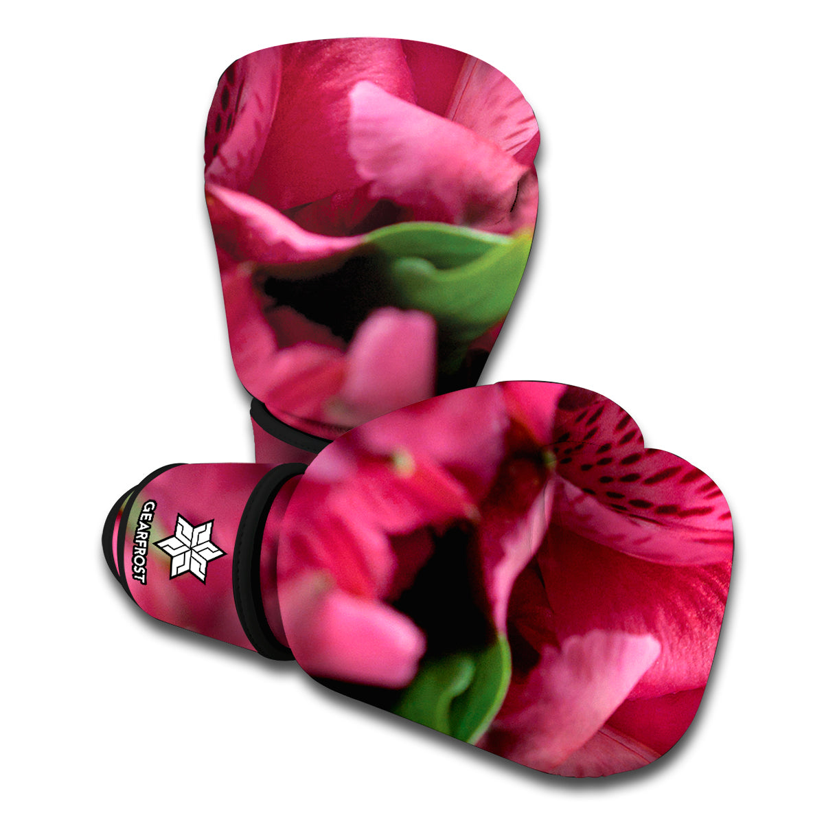 Burgundy Alstroemeria Print Boxing Gloves