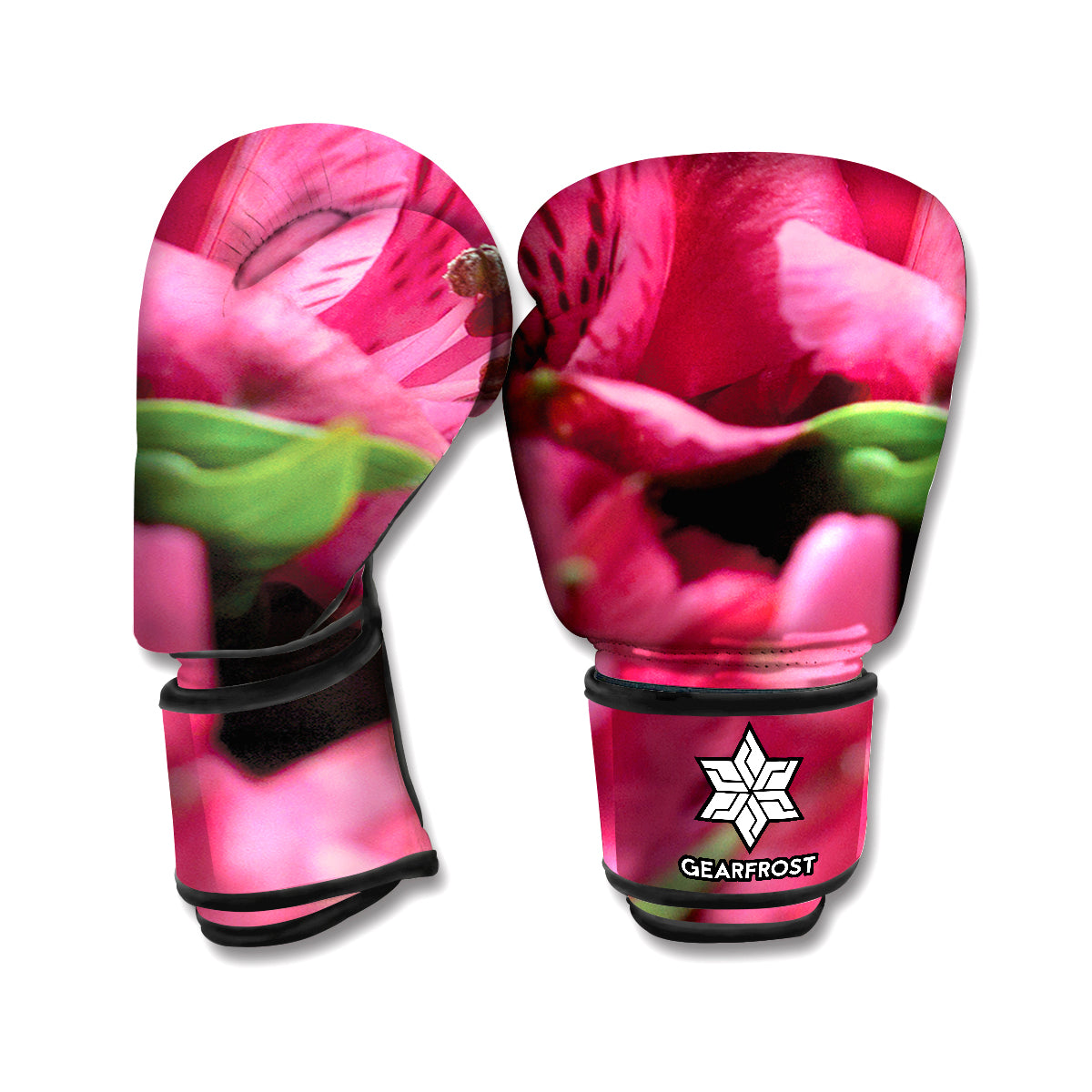 Burgundy Alstroemeria Print Boxing Gloves