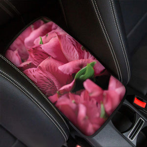 Burgundy Alstroemeria Print Car Center Console Cover