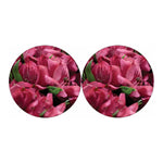 Burgundy Alstroemeria Print Car Coasters