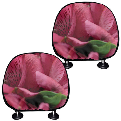 Burgundy Alstroemeria Print Car Headrest Covers